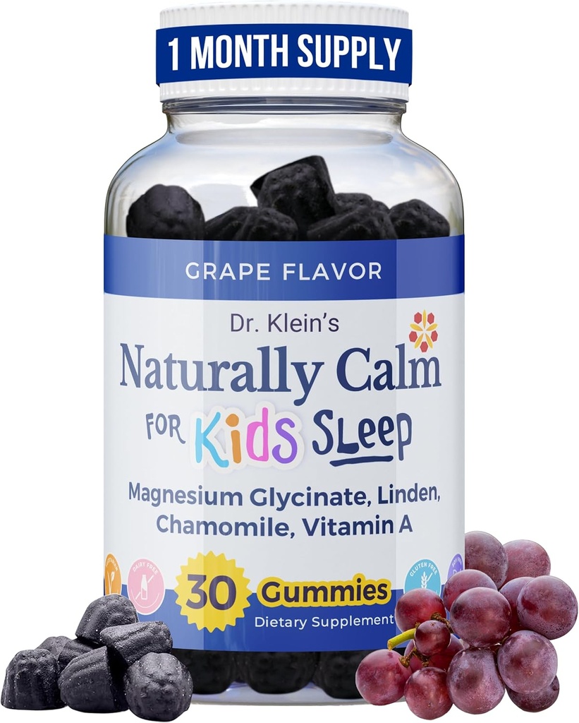 Calm Gummies za otroke z magnezijevim glicinatom, kamilico & Linden – otroci multivitaminski gumiji za spanje, koncentracija, dnevni wellness in rutinsko ravnovesje – okus brez sladkorja, 30 Count by Rhoziva
