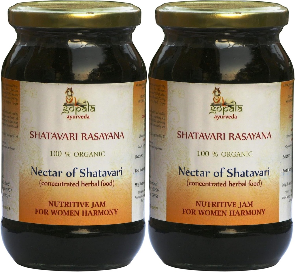 GOPALA AYURVEDA Shatavari Rasayana 250g - Ayurvedski zeliščni jam Izdelano s 100% USDA Certified Organic Herbs (Pack od 2)