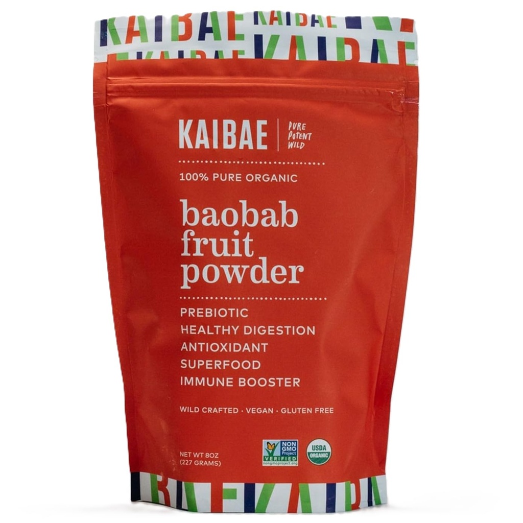 KAIBAE Premium Organic Baobab Powder I Prebiotic Gut Health, Intermitent Fasting, Immuniteta, Hidracija 