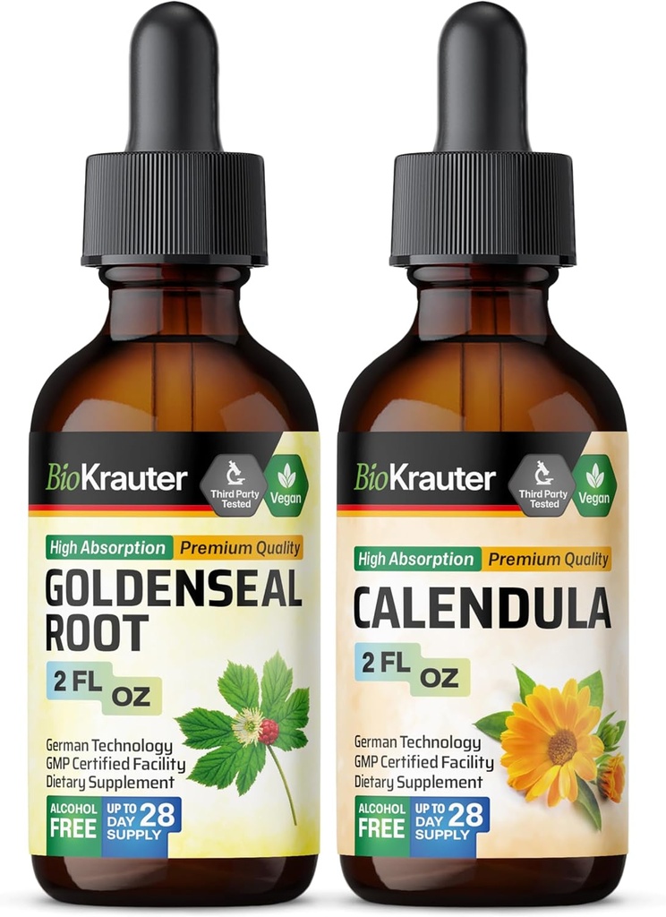 BIO KRAUTER Goldenseal Tinkture 2 Fl. Oz. & Calendula Tinkture 2 Fl. Oz.