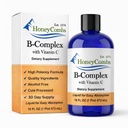 HoneyCombs Vitamin B Kompleksne kapljice – Tekoči dodatek z vitaminom B1, B2, B3, B5, B6, B7, B9, B12 & Vitamin C – Super B Kompleksni vitamini – Alkohol-free Liquid Vitamin Supplement, 16 Fl Oz.