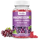 Magnezij Gumiji za otroke - Magnezij Glicinat, Citrat, Prebiotik, Cink - Otroci in odrasli Magnezij kompleks Calm Gumies za živčne kosti in mišice zdravje za otroke Wellness, vegansko grozdje Flavor 60 Count