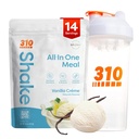 310 Nutrition All-in-One Mechange Shake Powder w/Shaker Cup Starter Kit - High Protein Fiber Rich Vegan Superfood Mešanica - Sugar-free, Keto & Paleo prijazno, Low Carb - Vanilla Creme 14 srv