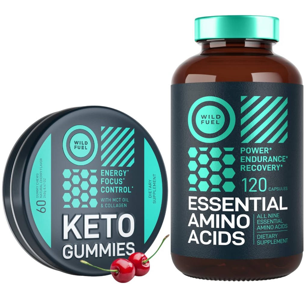 WILD FUEL Essential Amino Acid dodatek in Keto Candy MCT olje Keto Gummies energija, moč, in recovery paket