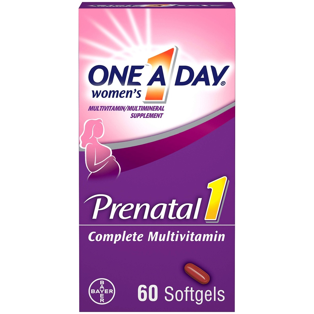 En dan ženske prenatal 1 Multivitaminski, vključno z vitaminom A, vitaminom C, vitaminom D, B6, B12, železo, Omega-3 DHA & več, Tableta, Softgels, 60 Count - Dopolnilo za pred, Med, & Post Nosečnost