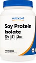 Nutricost sojin izolat v prahu, 2 LB brez arome - 10 gramov beljakovin na serviranje, vegan, brez GSO in gluten