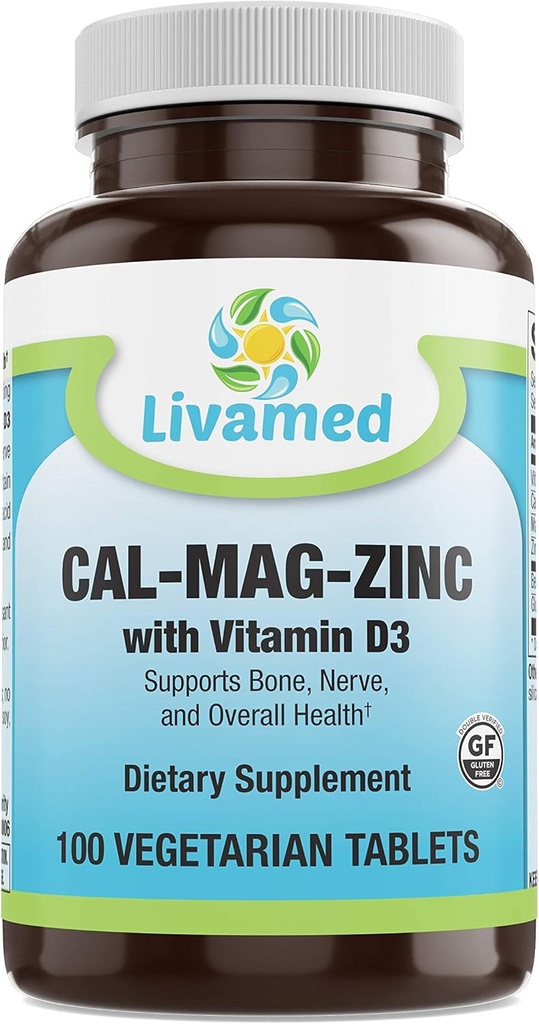 Cal-Mag-Zinc keliran z vitaminom D3, Bone Strength Supplement - Zdrave kosti in zobje, srce, mišice, in zdravo srčnožilni sistem -najboljša cela hrana Vitamin in mineralni kompleks-100 Veganske kape
