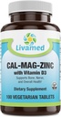 Cal-Mag-Zinc keliran z vitaminom D3, Bone Strength Supplement - Zdrave kosti in zobje, srce, mišice, in zdravo srčnožilni sistem -najboljša cela hrana Vitamin in mineralni kompleks-100 Veganske kape