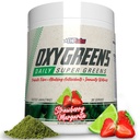 EHP Labs OxyGreens Super Greens Powder - Spirulina & Chlorella Superfood, Green Juice Powder & Greens Dodatki s prebiotičnimi vlakni, antioksidanti in imunosti podporo, 30 Serve (Strawb. Margarita)