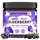 Llama Naturals Elderberry Gummies za odrasle, Vegan, organska Imunska podpora dodatek z vitaminom C in cinkom, pravi sadni Gummi vitamini za imuniteto, žvečljivi, brez dodanega sladkornega trsa, 90 Ct