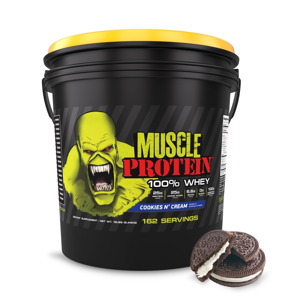 COLOSSAL LABS Muscle Whey Protein Aroured Protein Powder, 25.000mg aminokislin/serviranje, hladno filtrirana(Package May Vary) (12 Pound (Bucket), Piškotki in smetana)