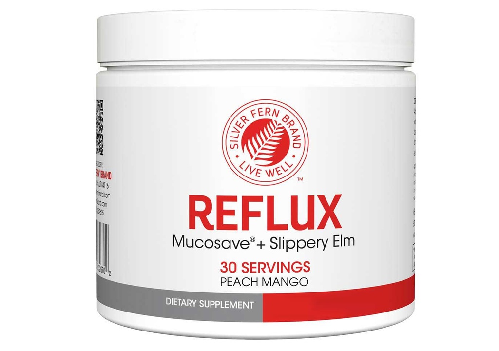 Reflux Prebavni dodatek - Peach Mango Flavor - vsak Tub = 30 Scoops = 30 Serving - Mucosal Podpora za kisle zadeve - z Mucosave FG in Slippery Elm Bark (1 Tub)