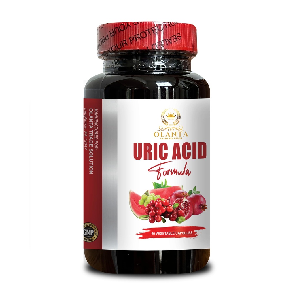 URIC Acid Support - Joint Comfort & Ledvic Support Formula z izvlečkom katranske češnje, Milk Thistle, Celry Seed, Joint Support - 1 steklenica 60 kapsul