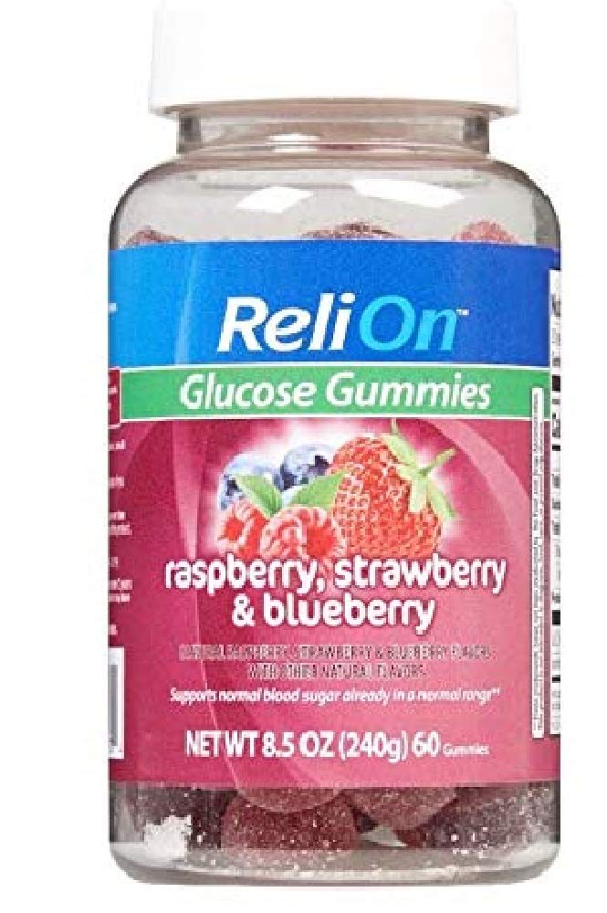 ReliOn Glucose Gumies Raspberry, Jagoda in borovnice - 60 Count Steklenica