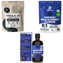Jungle praški Ultimate Men's Health & Wellness Bundele: 5oz Tongkat Ali Powder, 5oz Wild Blueberry Powder & 3.4oz Organski borovničev tekoči ekstrakt - Premium dodatki za vožnjo, pasijon, oči