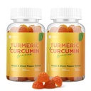 Kurkumin Gumiji s črnim poprom 2 Pack, Kurkuma in ingver dodatek za podporo imunskih sklepov, sladkor brez ingver Gumies za vnetje Vegan