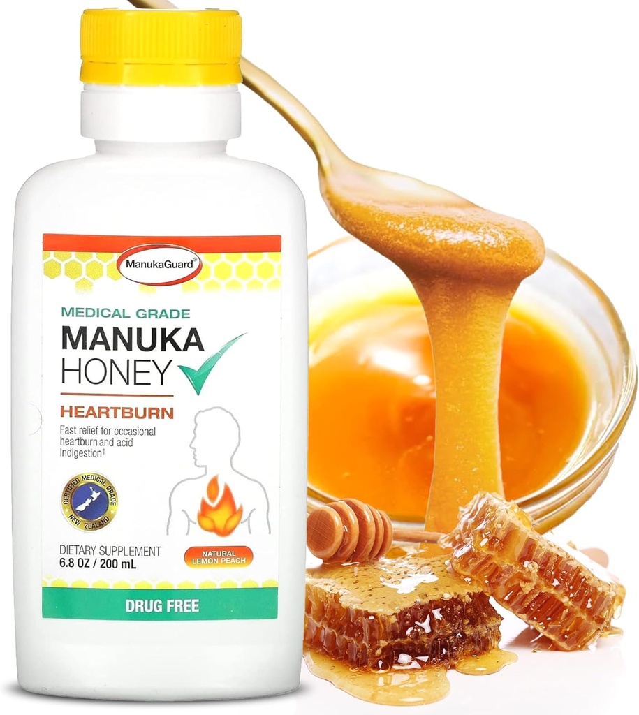 ManukaGuard Zgaga Nutralizer, Medical stopnje Manuka Med 6.8oz - Takojšnje srce opeklina in kisle prebavne motnje Relief. Alternativno zdravilo brez antacida