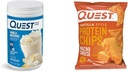 Quest Vanilla Milkshake Protein Powder, 24g Protein, 1.6lb + Quest Nacho Sir Tortilla Style Protein Chips, 18g Beljakovine, pakiranje po 12