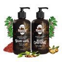 Perfecto Beard Wash & Beard Conditioner Garnitura z arganovim in jojobinim oljem - Krepi in softens - Naravni sandalov vonj