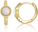 14K zlato Plated 925 Sterling srebro ustvaril bele Opal Huggie Hoop uhani