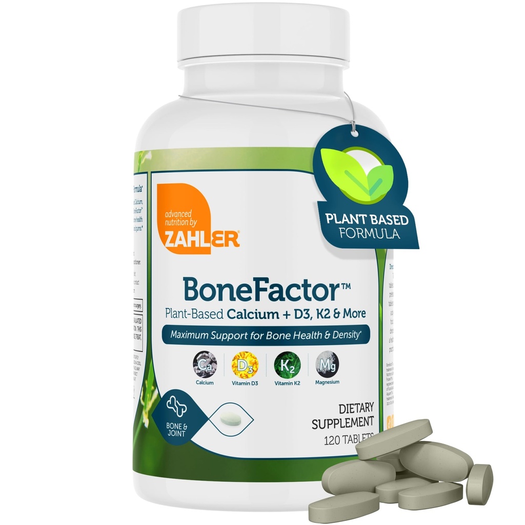 Zahler Bonefactor, Bone Strength Supplement, ki vsebuje kalcij, vitamin D, vitamin K in magnezij, Certified Kosher, 120 tablet