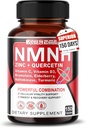 NMNH 600 mg z cinkom, Quercetin, vitaminom D3, bezgovino in nattokinazo – Dnevna podpora za celično dobro počutje in zdravo staranje – 150 kapsul – Made in USA