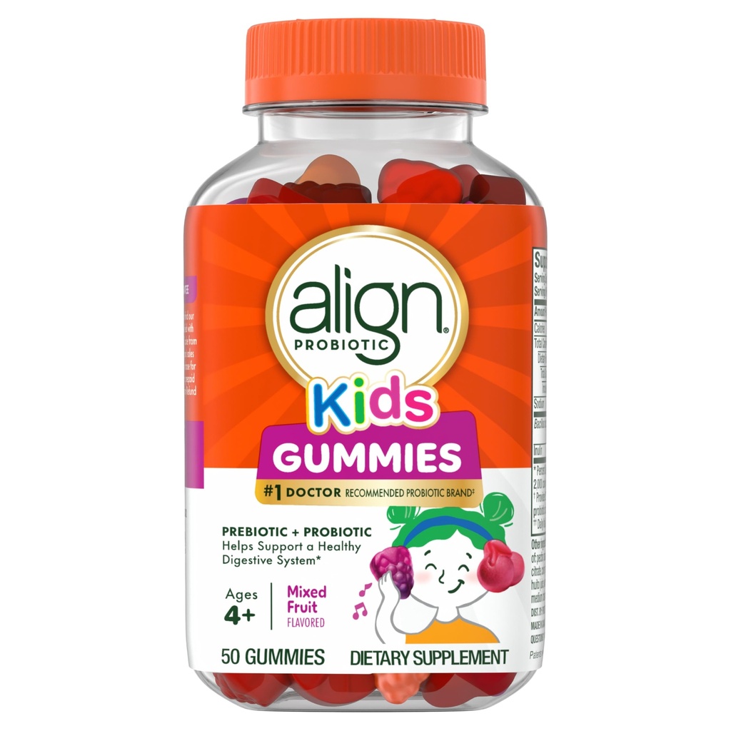 Align Probiotic, Kids Gummies, Prebiotic + Probiotic pomaga podpreti zdrav prebavni sistem*, #1 Zdravnik Priporočeni Probiotic Blagovna znamka‡, 50 Gummies Pakiranje se lahko razlikuje
