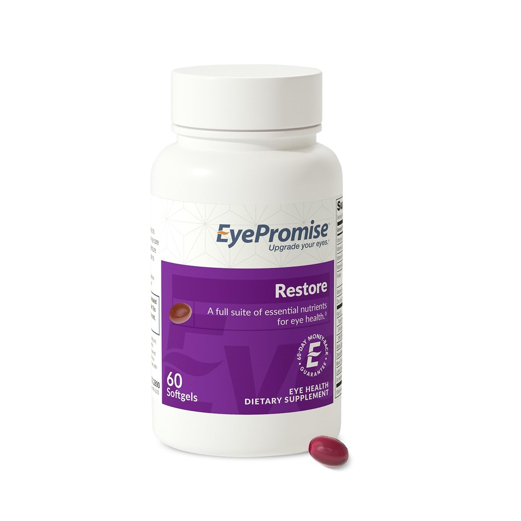 EyePromise Restore Eye Health Supplement - 60 Softgels, 30-dnevno oskrbo - Omega 3 dodatek z Zeaksantin, Lutein, ribje olje, EPA, DHA & Vitamini za zdravje oči
