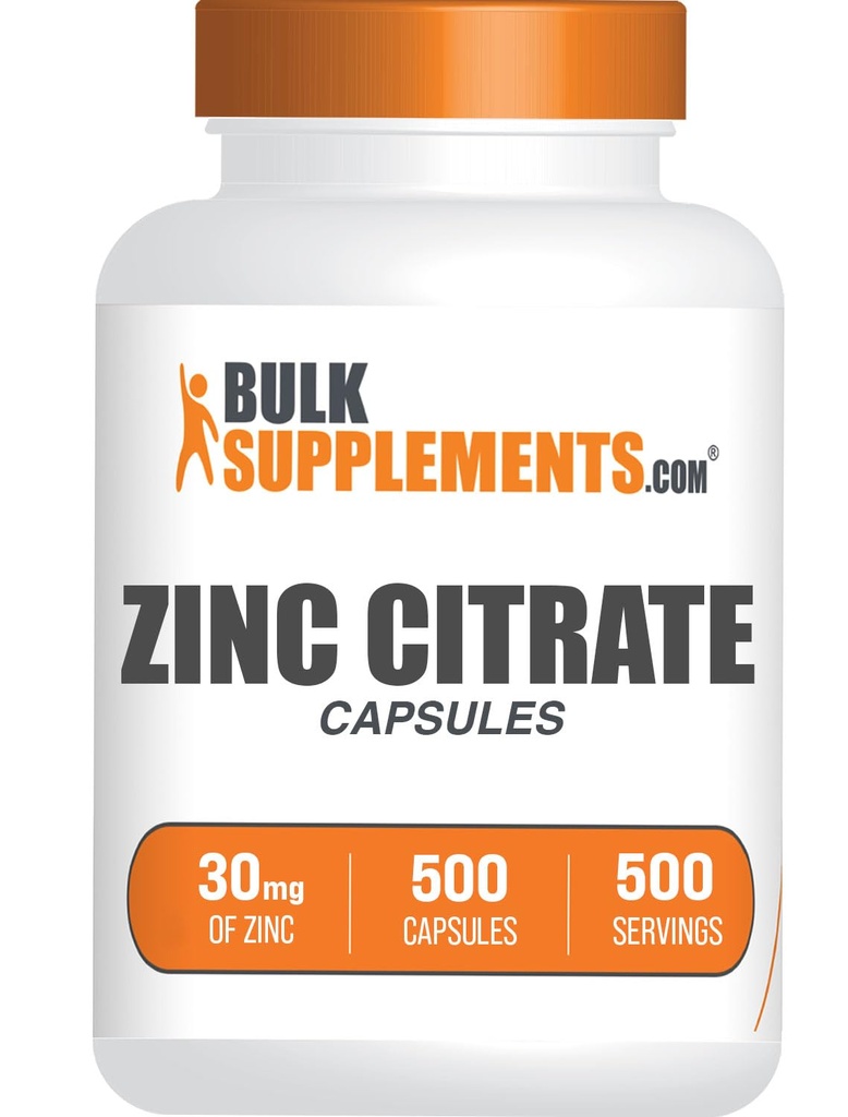 BulkSupplements.com Cinkov citrat Kapsule - cinkovi dodatki, Gluten prost - 30mg na serviranje, 1 Kapsula na serviranje, 500 Število (Pack of 1)