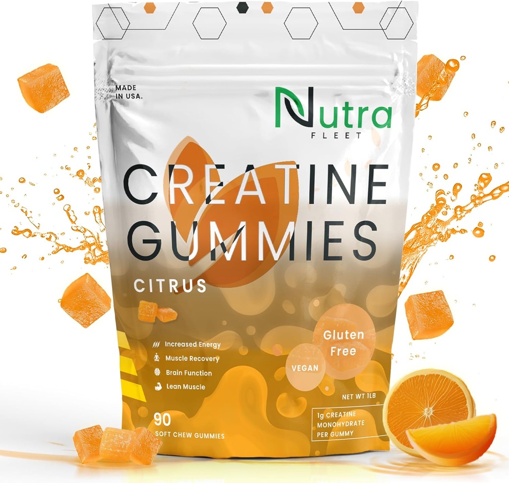 Kreatin Monohidrat Gumiji - 5g žvečljiva Monohidrat gumim za moške in ženske - povečanje moči, mišice graditelj - Povečuje energijo & fokus - Nizka kalorija, Vegan & Gluten brez citrus