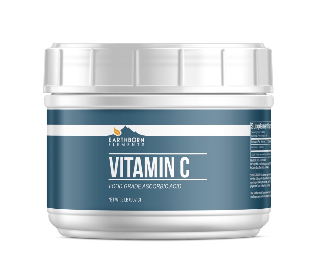 Zemeljski elementi Vitamin C Powder (2 lb), Askorbinska kislina, dodatek in čistilo