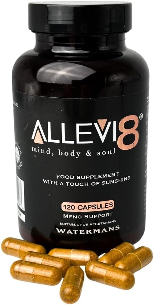 Watermans Allevi8 Curcumin Kurkumin Kurkumin, Ginger, Frankincense, Vitamin D & Črna paprika ekstrakt za najboljšo absorpcijo - Dnevni skupni & Duševno zdravje, Podpora imunskega zdravja