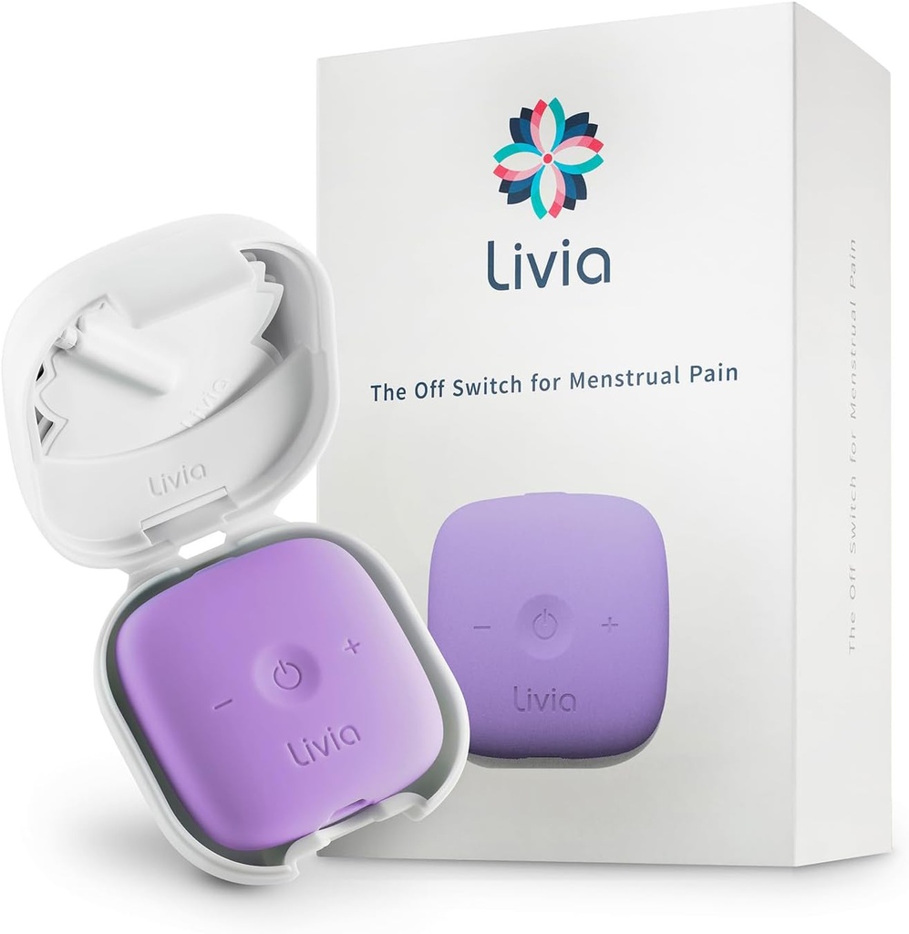 Livia Menstrual Pain Relief Device, Lavender – Off-Switch for Period Pain – Prenosna & Discreet – Napolniti, Do 12 ur baterije – komplet komplet s palico na pads – Go-to Travel Partner