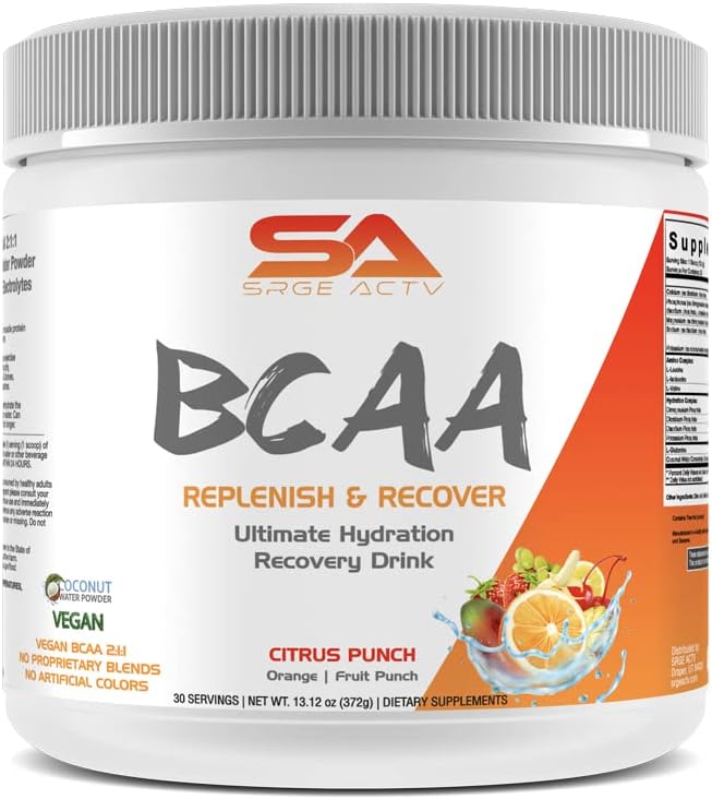 BCAA prašek Plus glutamin in elektrolitski prašek za regeneracijo in hidracijo - 30 serviranja (Citrus Punch)