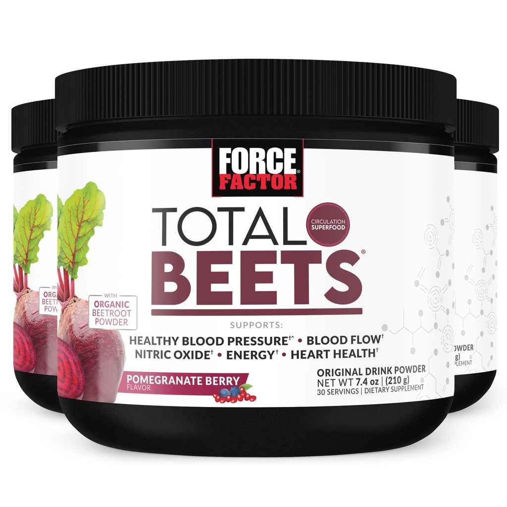Sila Factor Total Beets Drink Mix Superfood Powder z nitrati za podporo cirkulacije, dušikov oksid, energija, vzdržljivost, in Stamina, Kardiovaskularno zdravje, 90 Serving, 3-Pack
