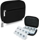 Serfeymi tedenski potovalne tablete Organizator tablete Primer za zapornice z odstranljivo 7 dan tablete Box, Moden potovalni Medicine Organizator tablete vsebnik za medicino, vitamin, dodatek - črna 01 + tablete
