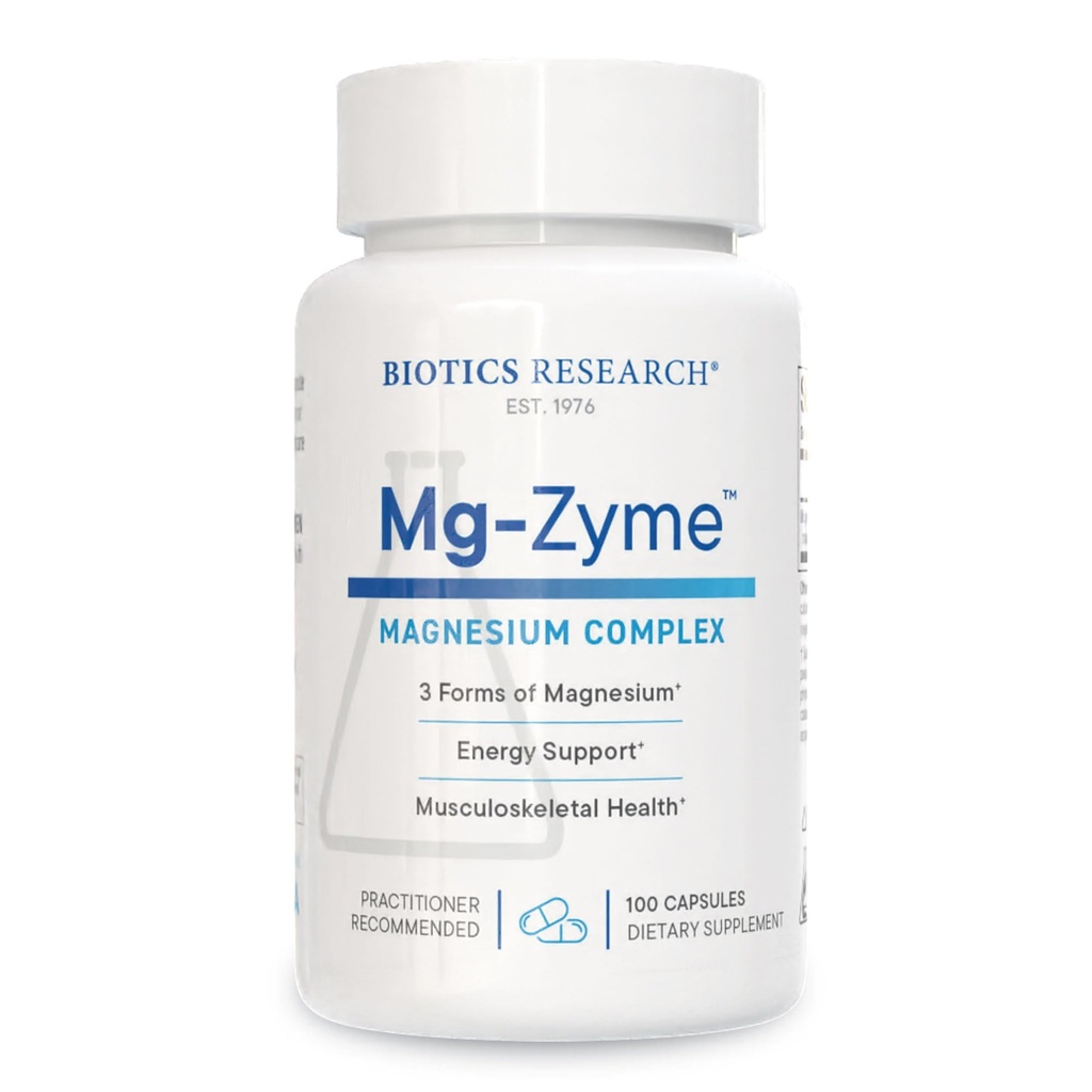 Biotics Research Mg-ZymeTM Triple Magnezij Complex 100 mg- Magnezijev glicinat, glukonat, aspartat kelirani dodatek, visoka absorpcija, podpora spanja, energija, kardiovaskularno zdravje – 100 kapsul