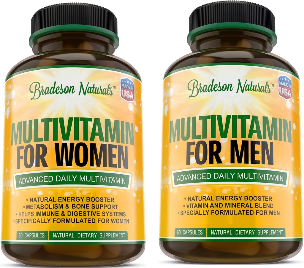 Ženski multivitaminski dodatek + moški multivitaminski dodatek. Vitamini A C D E & Vitamin B Complex. Imunsko-ženska podpora. Izboljša kardiovaskularno in prostatno zdravje. Antioksidant in naravni anergizer