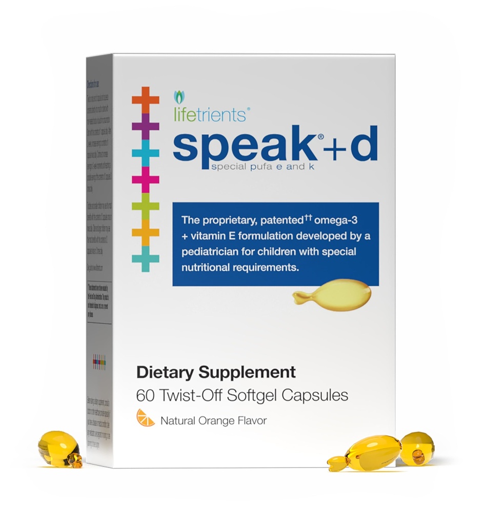 Lifetrients Speak+d Twist-Off Softgels – Natural Orange – 60 Softgels – Pediatric Oblikovan za podporo otrokom s posebnimi prehranskimi zahtevami – Omega-3, Vitamin E & D3