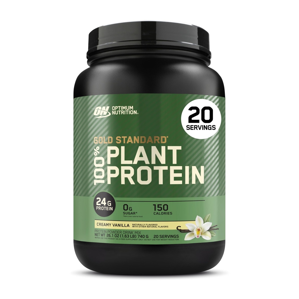 Optimum Nutrition Gold Standard 100% na rastlinski osnovi Beljakovine v prahu, Gluten Free, Vegan Beljakovine za podporo mišic in okrevanje z aminokislinami - Kremasto Vanilla, 20 Servisi (Packaging May Vary)