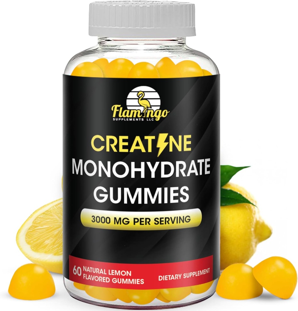 Kreatin Gummy dodatek- limona arome Kreatin Monohidrat pred vadbo Chews za energetsko okrepitev, Kreatin dodatek za gradnjo mišic in moči, Vegan, Non-GMO 90