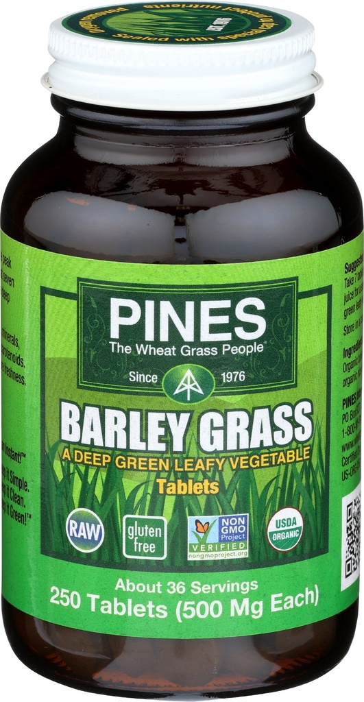 PINES organska ječmenova trava, 500 mg, 250 tablet