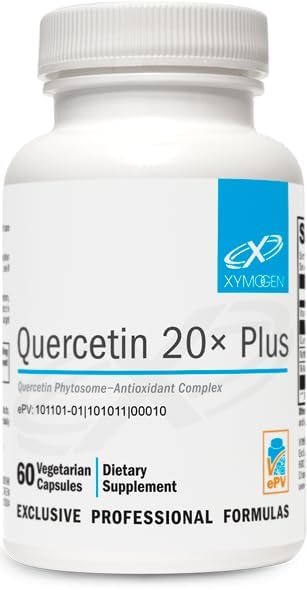 XYMOGEN Quercetin 20× Plus - Quercetin dopolnila - Dnevni kompleks z vitaminom C, N-acetil-L-Cystein in koprive - oblikovan za dihalno podporo - Vegan & Gluten-free (60 kapsul)