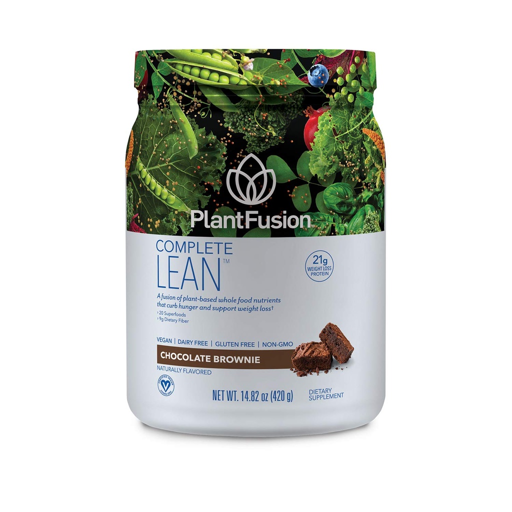 RastlinaFusion Popolni Beljakovine na osnovi leana v prahu - Prebiotične vlaknine, Superfoods & Prebavne encime - Vegan, Gluten Free, Soy Free, Non-GMO - Čokolada Brownie 1 lb