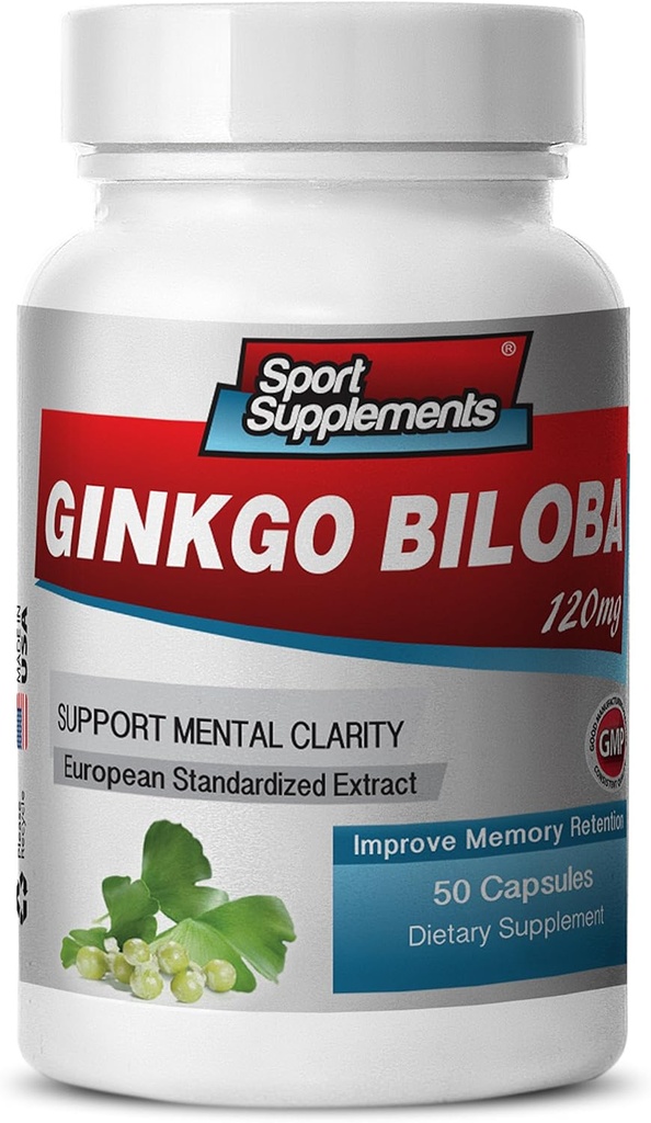 Možganski dodatki za spomin in fokus - Ginkgo BILOBA 120MG - Gingko biloba Rastlina, Fokus Dopolnila za odrasle, Gingko biloba Dopolnila, Ginko biloba Pills Natural, Spominski dodatek - 1B 60 Caps