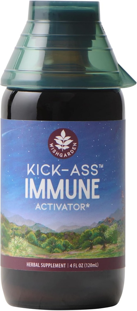 WishGarden Herbs Kick-Ass Immune Activator - Herbal Immune Support Supplement for Adult for Adults, Rastlinski imuno-based Immune Booster & Immune Defense w/Echinacea & Goldenseal, Rapid Immunity Boost Formula, 4oz
