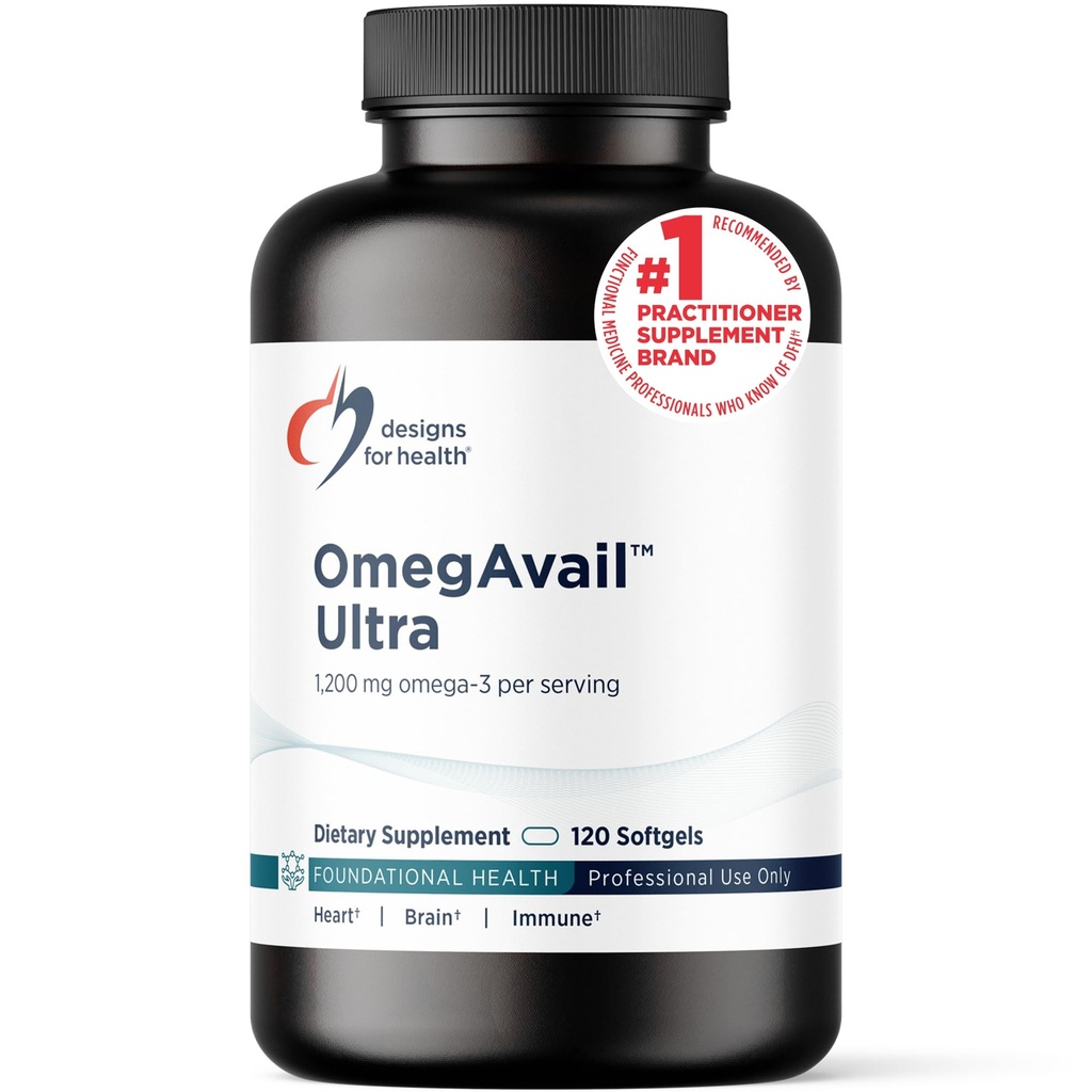 Designs for Health OmegAvail Ultra TG ribje olje 1200mg - Triglicerid oblika Omega 3 ribje olje dodatek z DHA/EPA - Brez ribjega pookusa (120 Softgels)