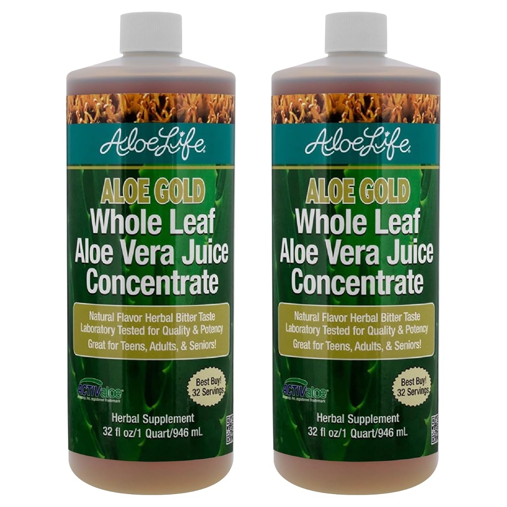 Aloe Life - Aloe Aloe Vera Juice, organska, Gluten-free (Aloe Gold, 32 oz) 