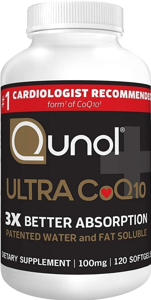 Qunol CoQ10 100mg Softgels, Ultra 3x boljša absorpcija Koencim Q10 Dodatki - Antioksidant dopolnilo za zdravje in proizvodnjo srca in energije - 4 Mesec dobave - 120 Število