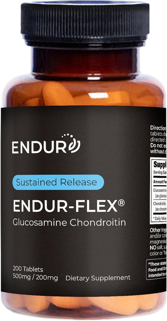 ENDUR-FLEX, Glucosamine Chondroitin Skupni podporni dodatek za pomoč pri ohranjanju vaše aktivne mobilnosti, Gluten Free, 500mg/200mg (200 tablet)